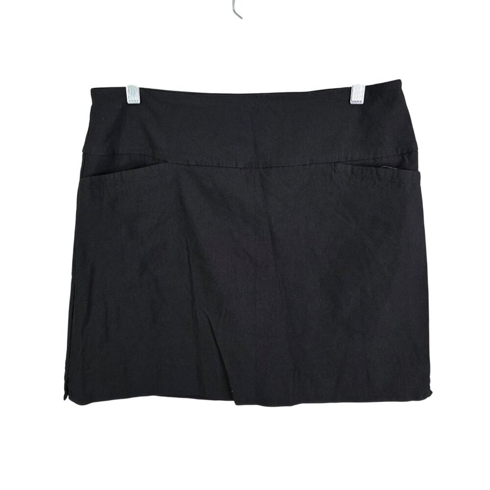 Womens S.C. & Co. Black Stretch Skirt Rayon Nylon Spandex Blend Lined Size L